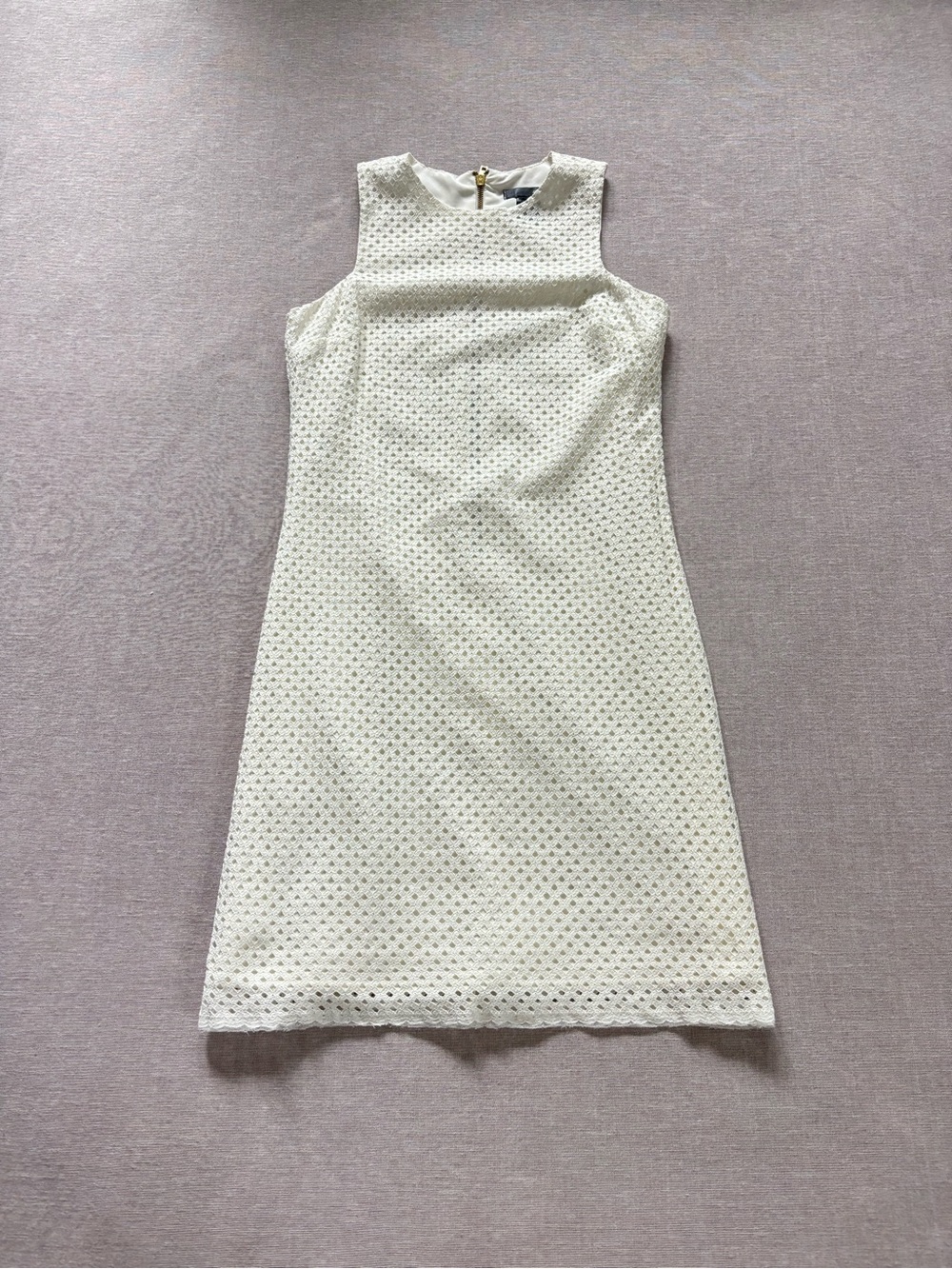 Aqua white open knit mod shift dress size XS